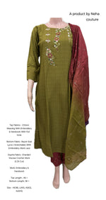Chinon Weaving With Embroidery & Handwork With Full Inner