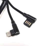 Micro USB Nylon Kabel links gewinkelt auf umkehrbarer USB Schnittstelle Typ A 2.0 in Schwarz 98 cm | System-S
