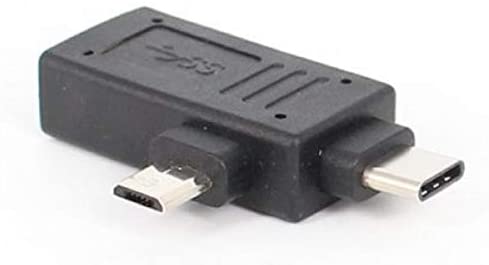 USB 3.1 Y Adapter Typ C + Micro Stecker zu 2.0 Typ A Buchse Kabel in Schwarz | System-S