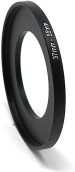 Objektiv Adapter 37 mm Gewinde zu 55 mm Step Up Ring in Schwarz für Filter | System-S