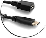 USB 3.1 Type C Kabel Stecker zu Micro USB 2.0 Buchse Eingang Converter Datenkabel Ladekabel Verlängerung 28 cm | System-S