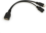 USB 2.0 Y Kabel 12 cm Typ A Buchse zu Micro Stecker + Buchse Adapter in Schwarz | System-S