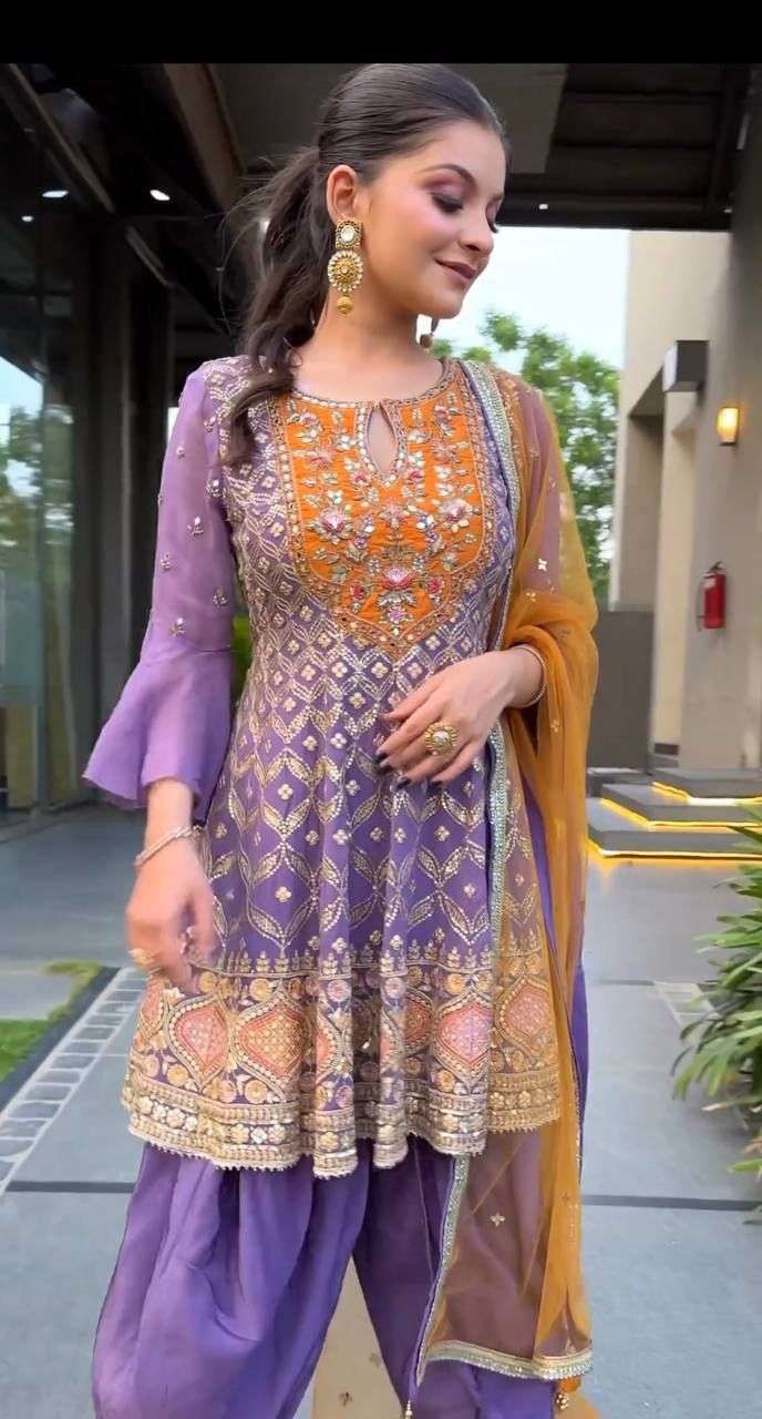 New Designer Party Wear Look Top, Dhoti Salwar and Dupattaa