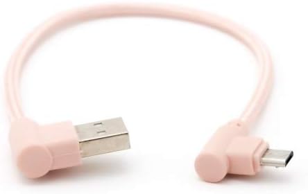 Micro USB Kabel 90° grad rechts gewinkelt  zu USB 2.0 Typ A 90° Grad rechts gewinkelt 20 cm in Rose | System-S