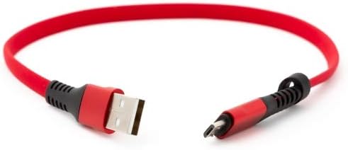 USB A Stecker zu Micro USB Stecker Kabel Flachkabel 32 cm in Rot | System-S