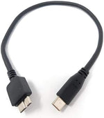 USB 3.1 Kabel 25 cm Typ C Stecker zu 3.0 Micro B Stecker Adapter in Schwarz I SYSTEM-S