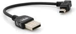 Mini USB Kabel  10 cm 90° gewinkelt | System-S