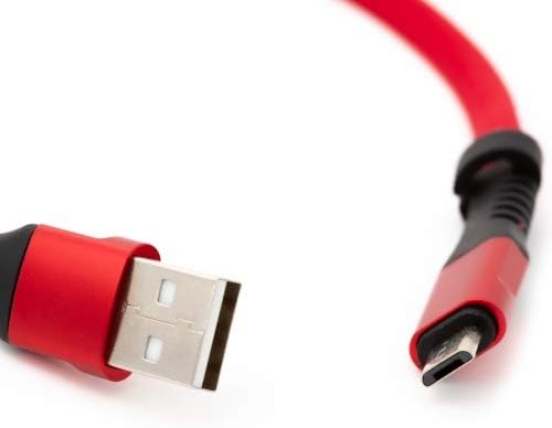 USB A Stecker zu Micro USB Stecker Kabel Flachkabel 32 cm in Rot | System-S