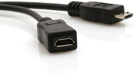 USB 2.0 Y Kabel 12 cm Typ A Buchse zu Micro Stecker + Buchse Adapter in Schwarz | System-S
