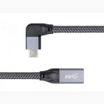USB 3.1 Kabel 20 cm Typ C Stecker zu Buchse geflochten Winkel in Grau | System-S