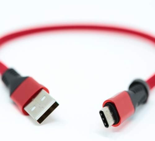 USB Typ C 3.1 Kabel auf USB Typ A 2.0 Flachkabel in Rot 30 cm | System-S