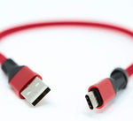 USB Typ C 3.1 Kabel auf USB Typ A 2.0 Flachkabel in Rot 30 cm | System-S