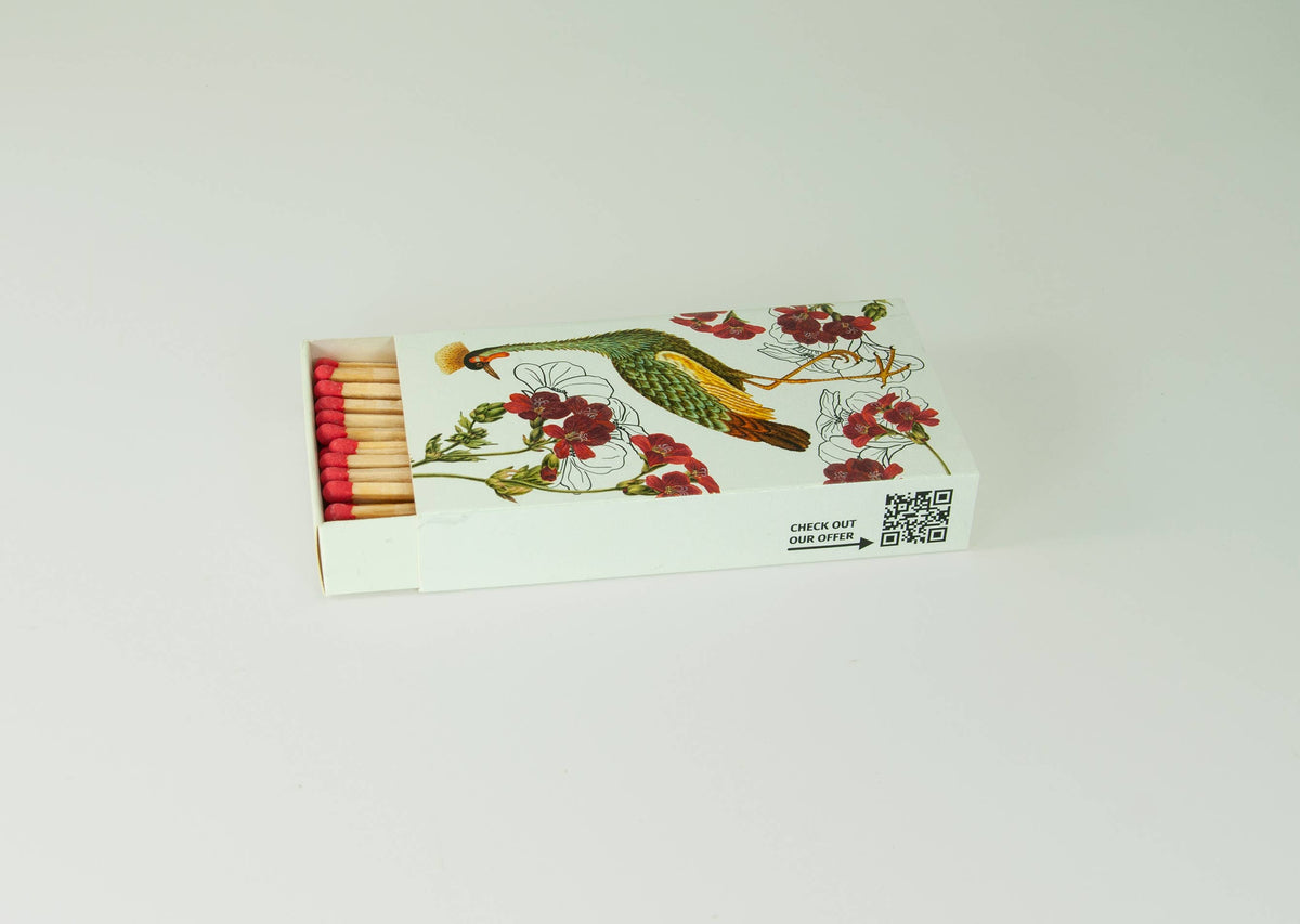 Vintage Streichhölzer – Lange Streichhölzer mit künstlerischem Motiv „Heron“