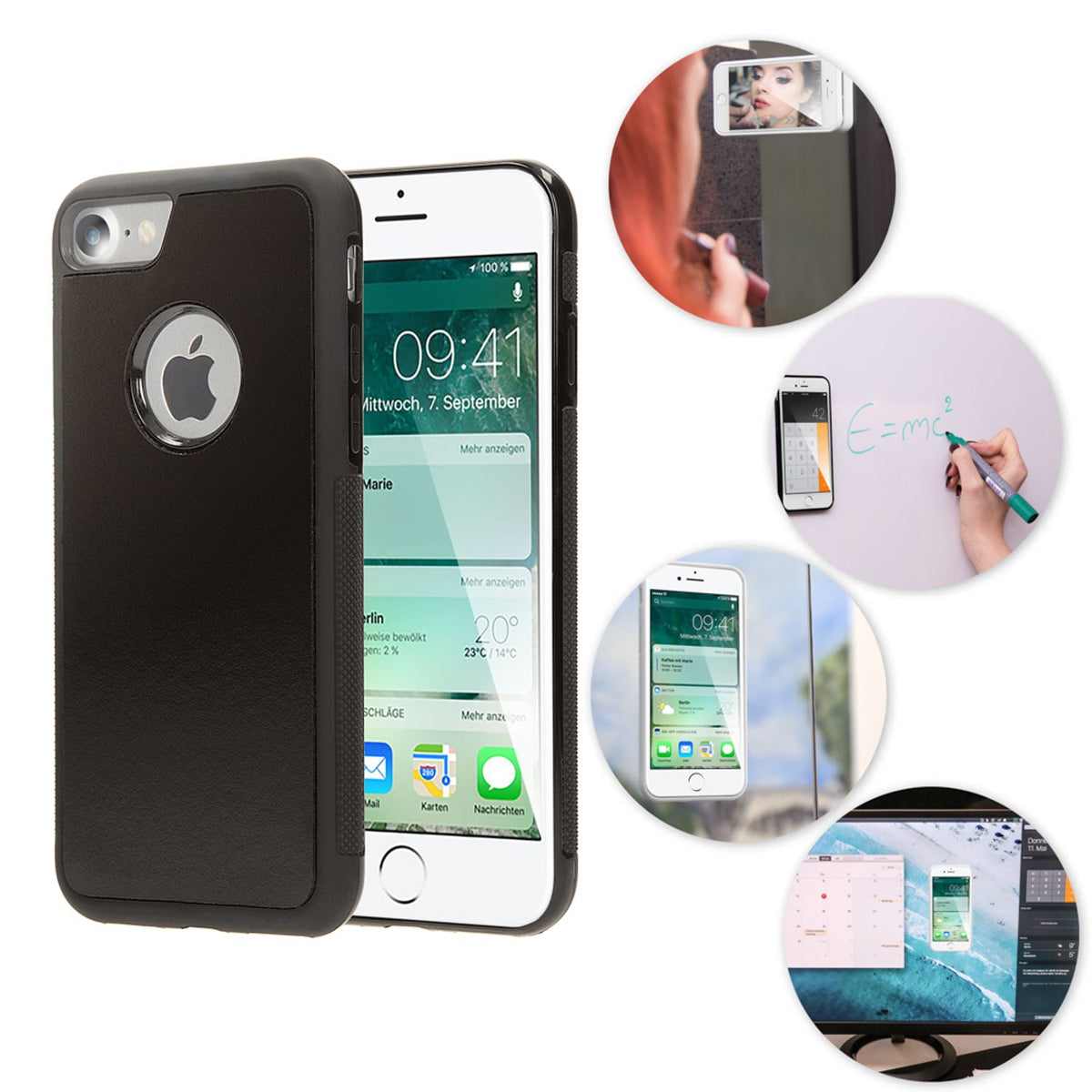 NALIA Handyhülle kompatibel mit iPhone 7, Anti-Gravity Case, Dünne Handyhülle Zero-Gravity selbstklebende Silikon Selfie Schutz-Hülle, Ultra Slim Back-Cover Bumper Smart-Phone Etui