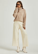 Jumper Top With High Neck In Cream