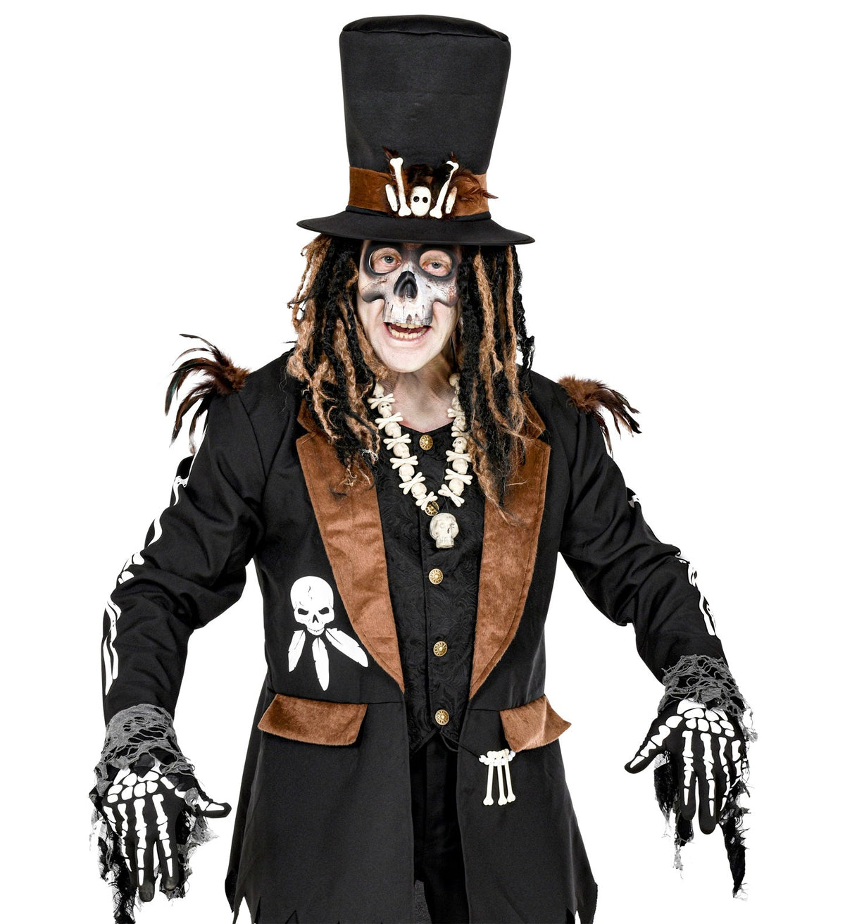 Skelett Handschuhe für Erwachsene | Schwarz Weiß - Kostüm Halloween