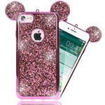 NALIA Handyhülle kompatibel mit iPhone 7, Glitzer Slim Back-Cover Case mit Maus Ohren, Glitter Silikon Hülle Schutzhülle Dünn, Strass Bling Etui Handy-Tasche Smart-Phone Bumper