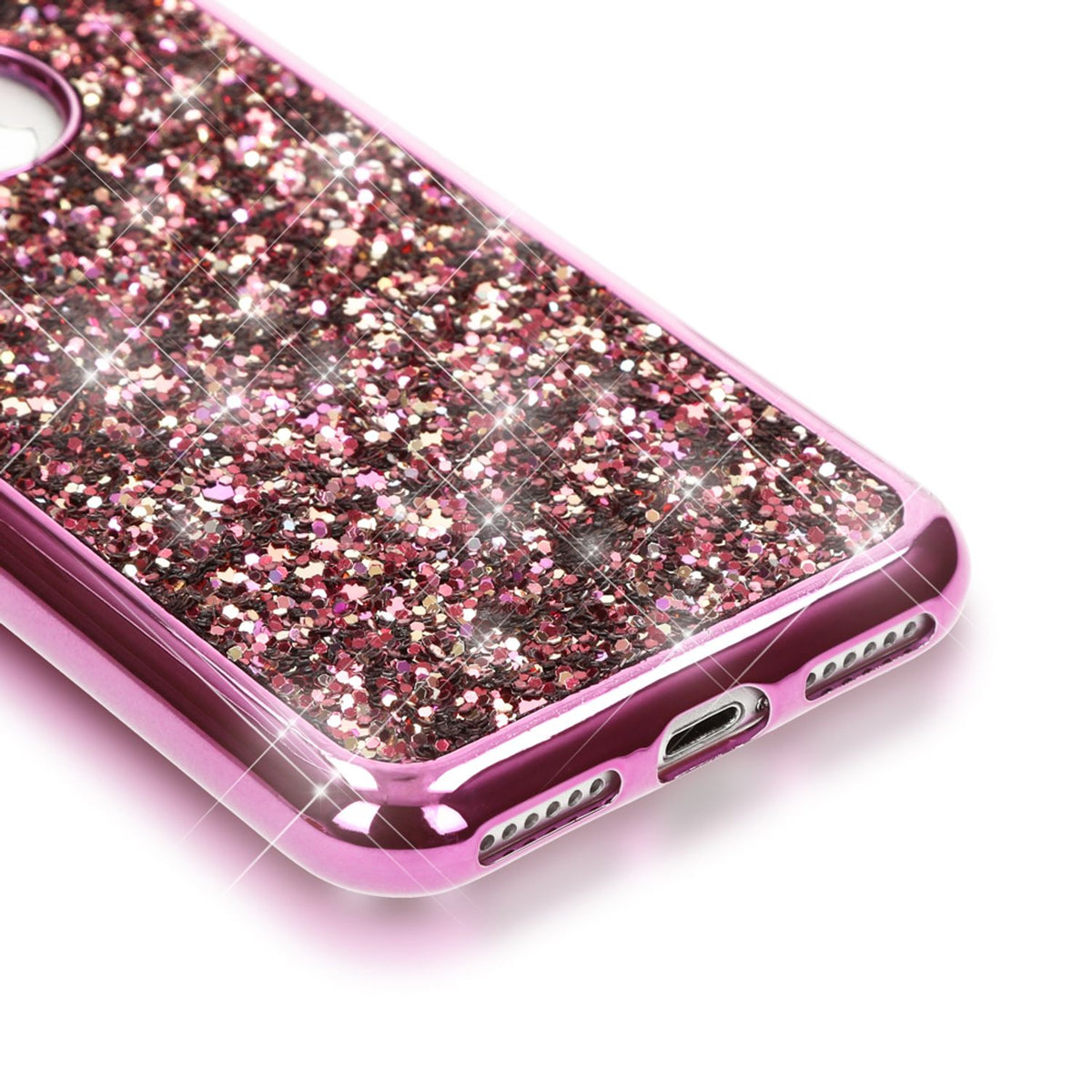 NALIA Handyhülle kompatibel mit iPhone 7, Glitzer Slim Back-Cover Case mit Maus Ohren, Glitter Silikon Hülle Schutzhülle Dünn, Strass Bling Etui Handy-Tasche Smart-Phone Bumper