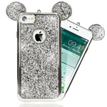 NALIA Handyhülle kompatibel mit iPhone 7, Glitzer Slim Back-Cover Case mit Maus Ohren, Glitter Silikon Hülle Schutzhülle Dünn, Strass Bling Etui Handy-Tasche Smart-Phone Bumper