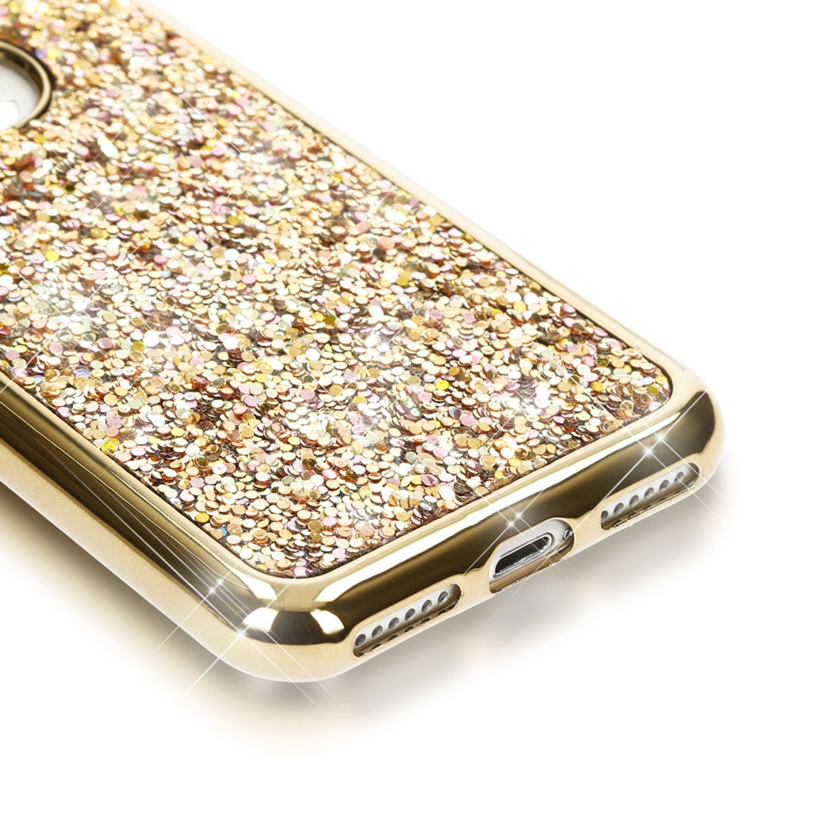 NALIA Handyhülle kompatibel mit iPhone 7, Glitzer Slim Back-Cover Case mit Maus Ohren, Glitter Silikon Hülle Schutzhülle Dünn, Strass Bling Etui Handy-Tasche Smart-Phone Bumper