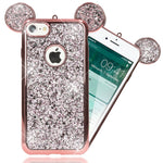 NALIA Handyhülle kompatibel mit iPhone 7, Glitzer Slim Back-Cover Case mit Maus Ohren, Glitter Silikon Hülle Schutzhülle Dünn, Strass Bling Etui Handy-Tasche Smart-Phone Bumper