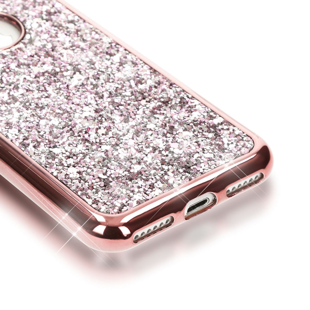 NALIA Handyhülle kompatibel mit iPhone 7, Glitzer Slim Back-Cover Case mit Maus Ohren, Glitter Silikon Hülle Schutzhülle Dünn, Strass Bling Etui Handy-Tasche Smart-Phone Bumper