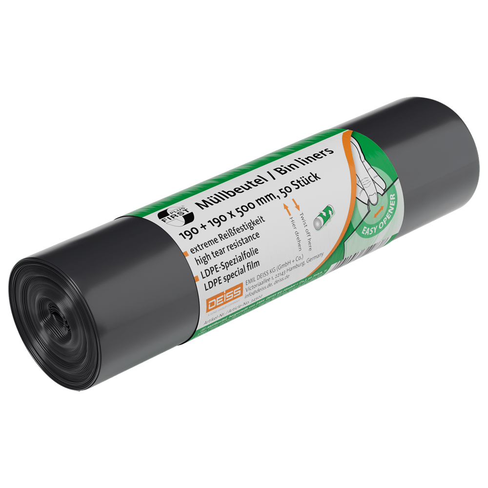 DEISS 34502 - 190+190x500 mm grau | Rolle (50 Stück)
