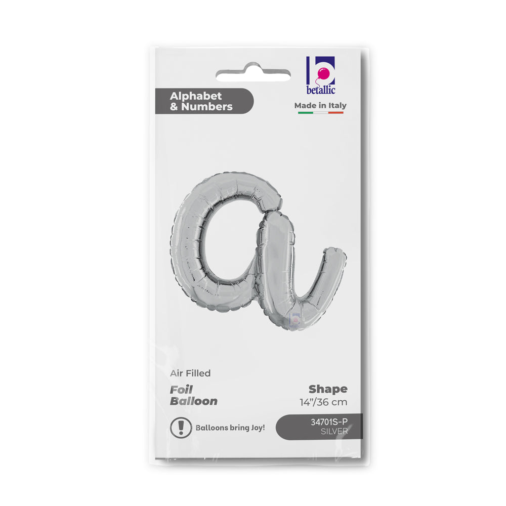14"/Ø36cm Folienballon Buchstabe Skript Silber | A