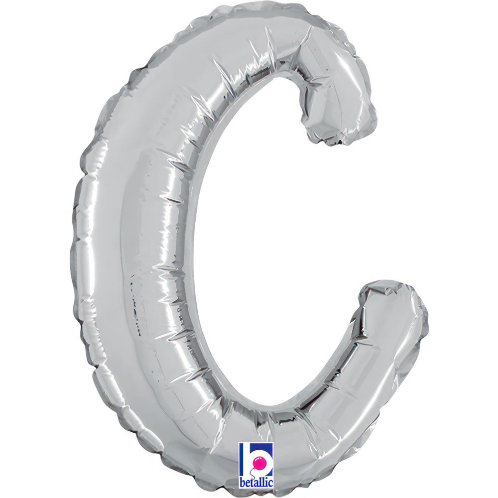 14"/Ø36cm Folienballon Buchstabe Skript Silber | C