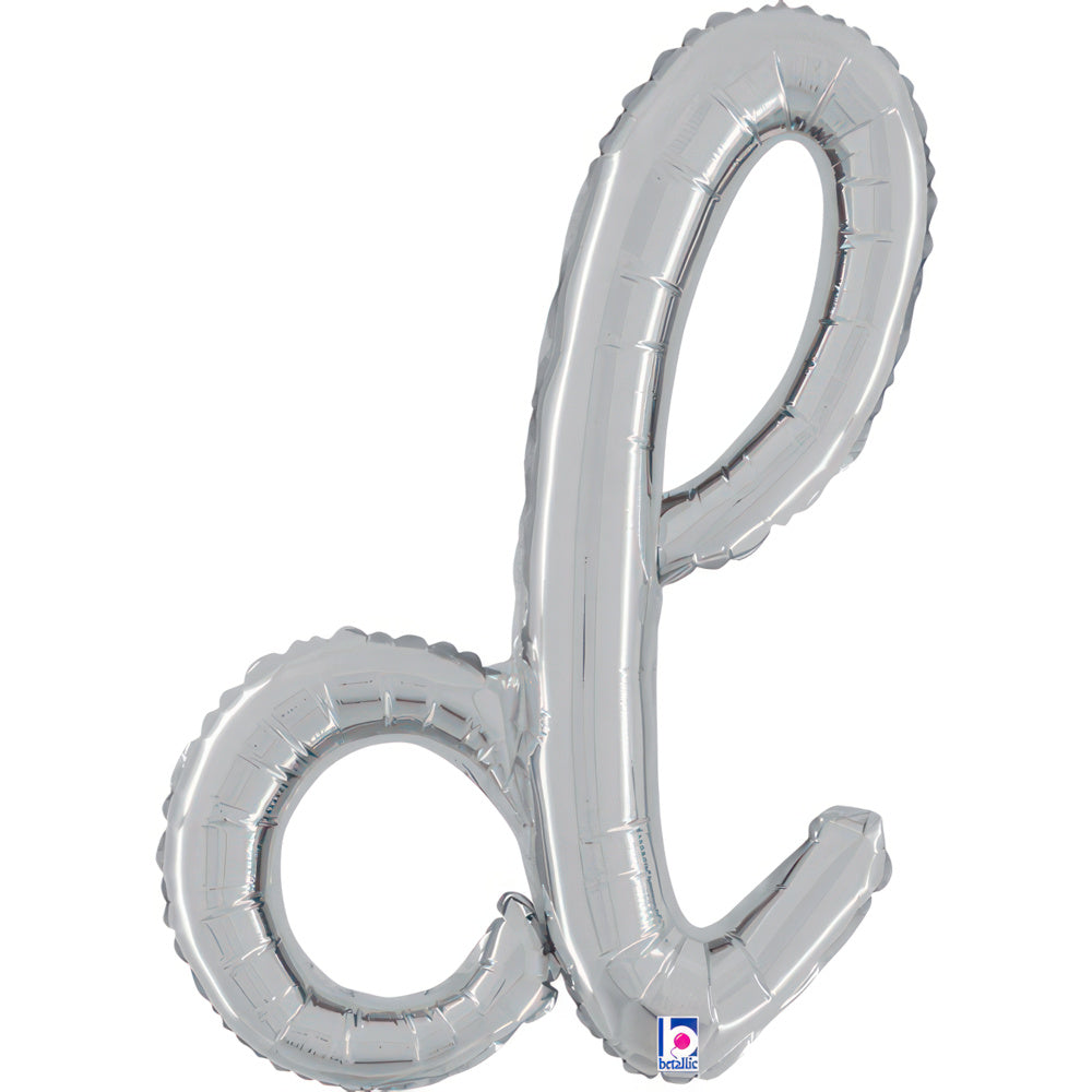 24"/Ø61cm Folienballon Buchstabe Skript Silber | D
