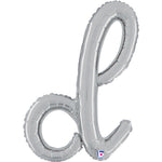 24"/Ø61cm Folienballon Buchstabe Skript Silber | D