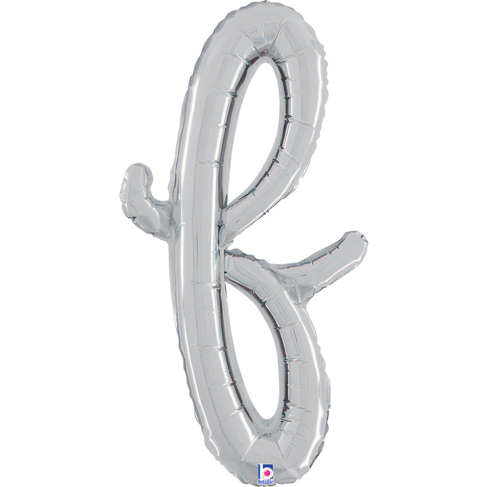 24"/Ø61cm Folienballon Buchstabe Skript Silber | F