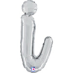 14"/Ø36cm Folienballon Buchstabe Skript Silber | I