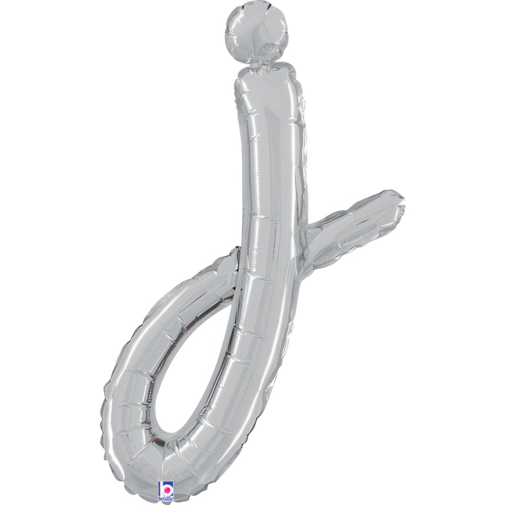 24"/Ø61cm Folienballon Buchstabe Skript Silber | J