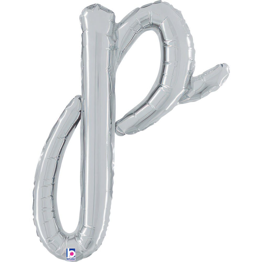 24"/Ø61cm Folienballon Buchstabe Skript Silber | P 61