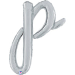 24"/Ø61cm Folienballon Buchstabe Skript Silber | P 61
