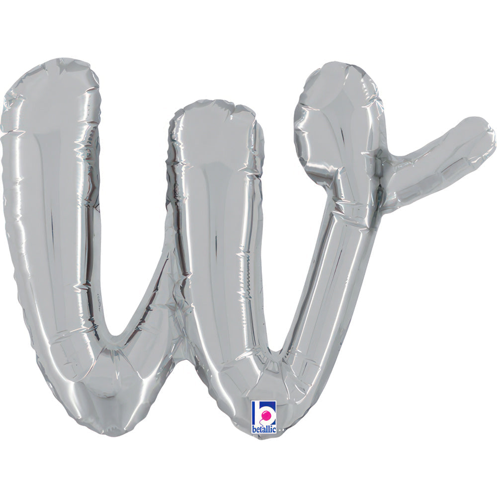 14"/Ø36cm Folienballon Buchstabe Skript Silber | W