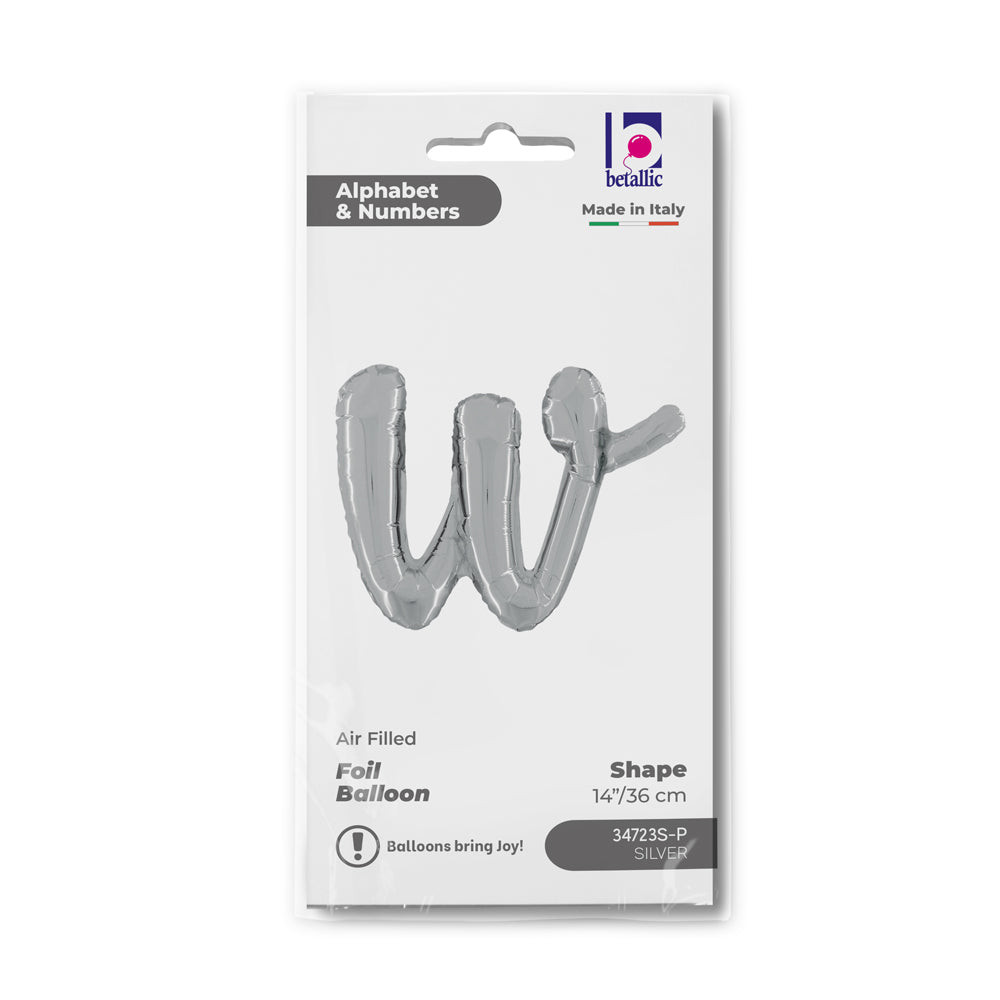 14"/Ø36cm Folienballon Buchstabe Skript Silber | W