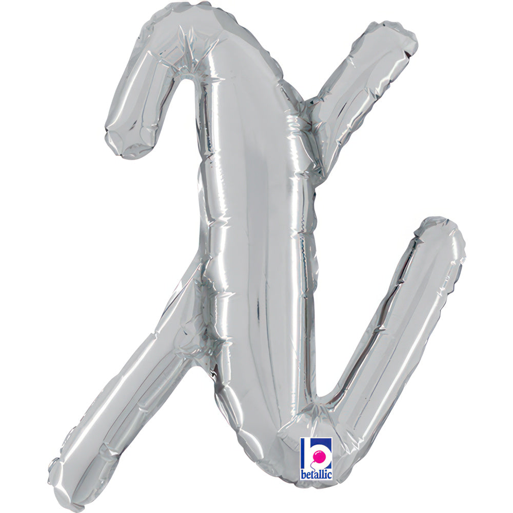14"/Ø36cm Folienballon Buchstabe Skript Silber | X