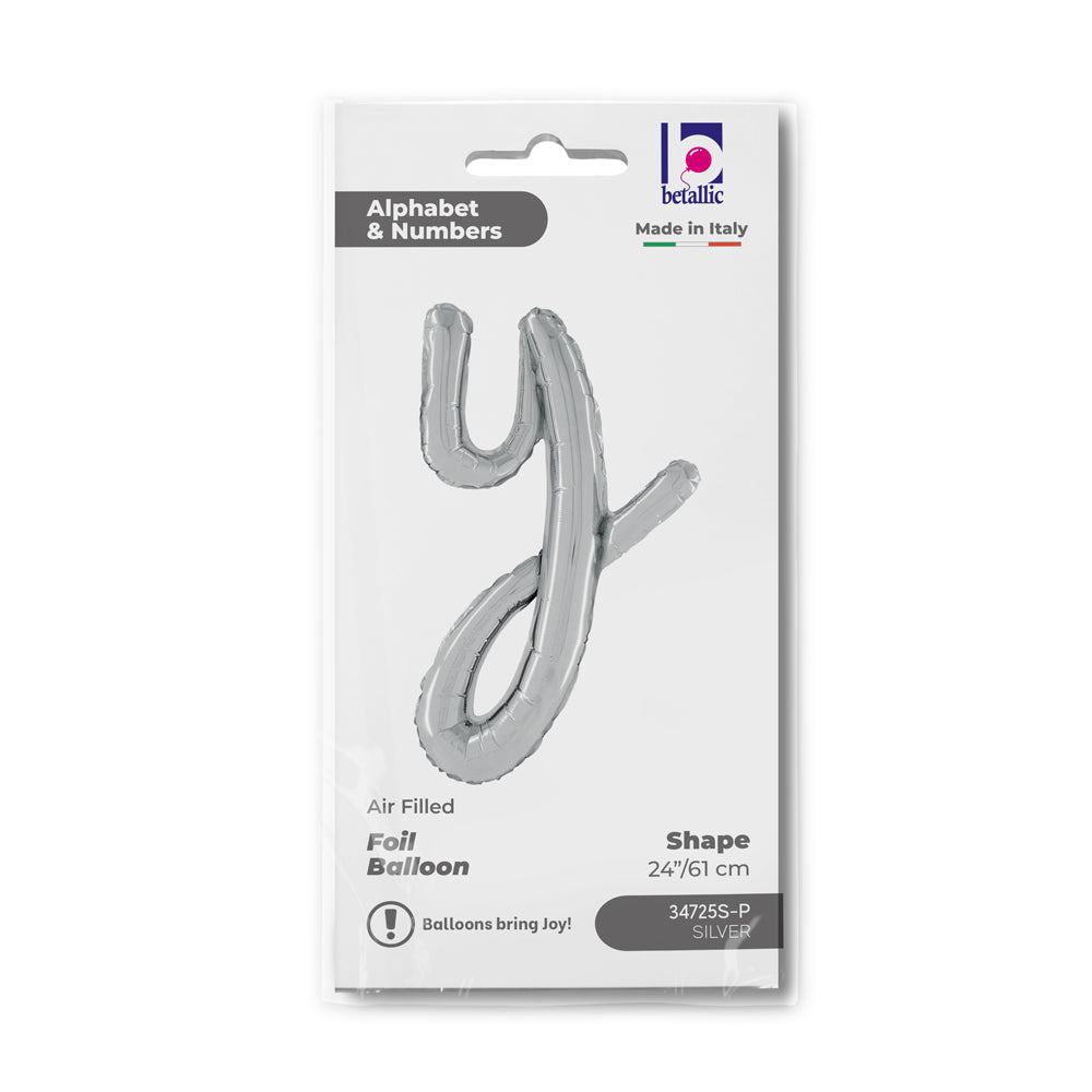 24"/Ø61cm Folienballon Buchstabe Skript Silber | Y