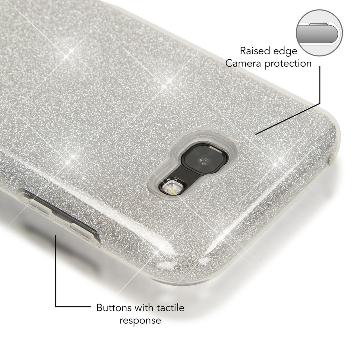 NALIA Handyhülle kompatibel mit Samsung Galaxy A5 2017, Glitzer Slim Silikon-Case Back-Cover Schutzhülle, Glitter Sparkle Handy-Tasche Bumper, Dünne Bling Strass Smart-Phone Hülle