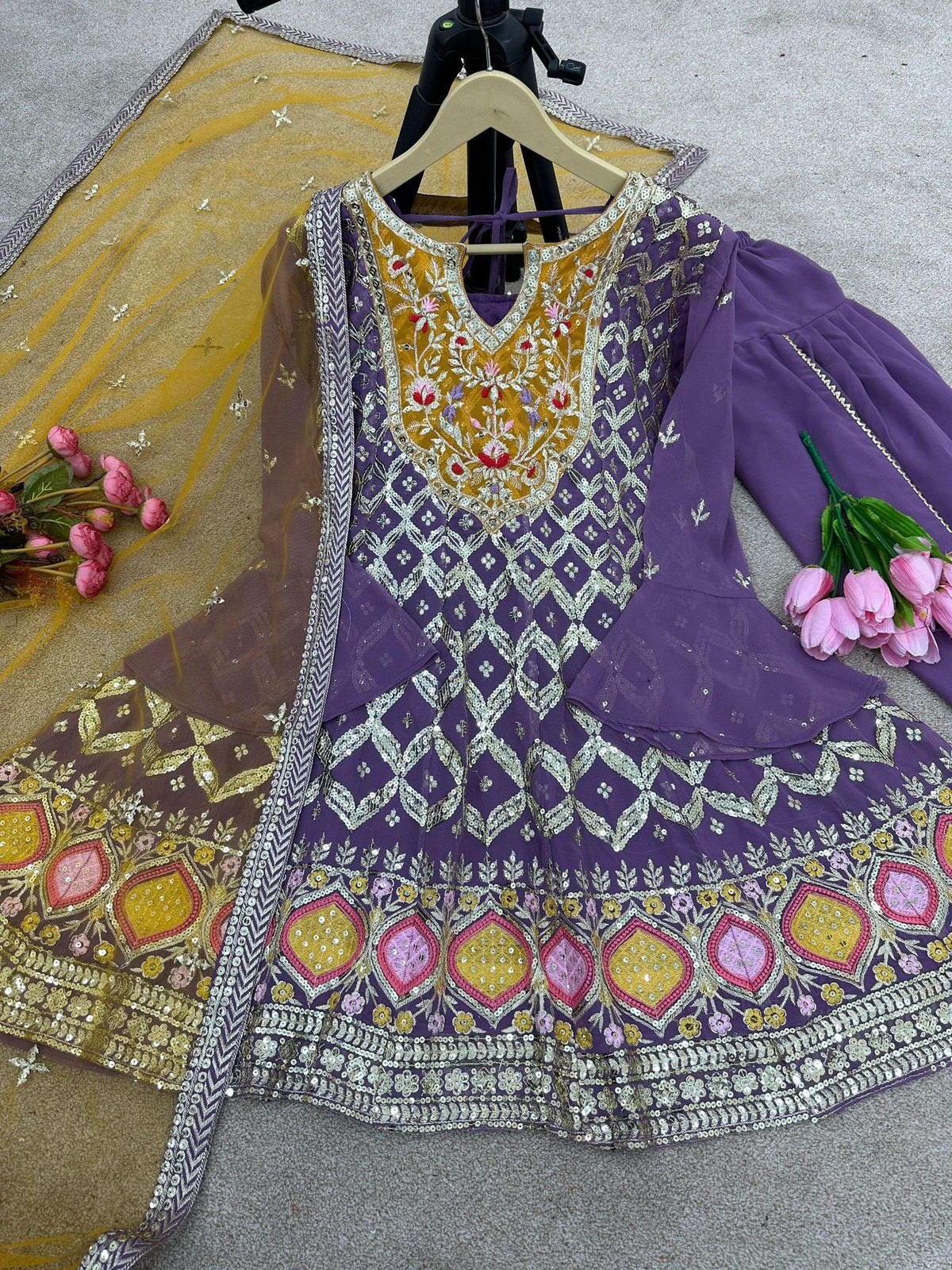 New Designer Party Wear Look Top, Dhoti Salwar and Dupattaa