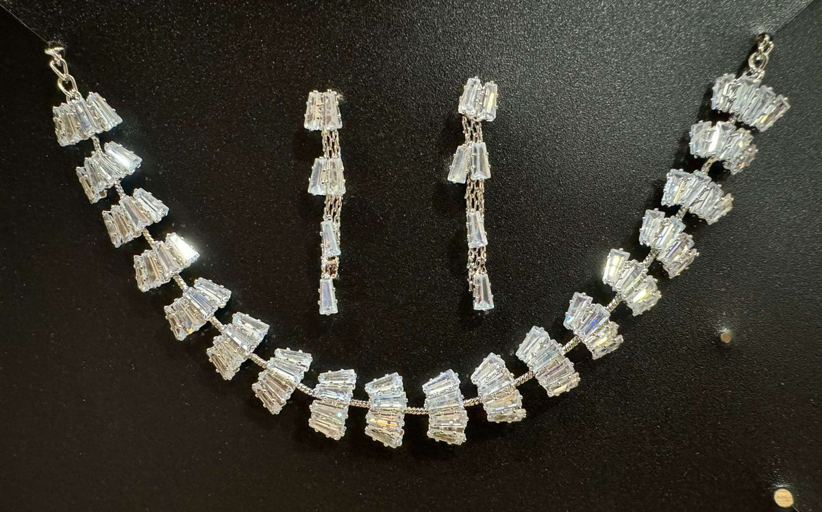 Silver-Plated & White CZ-Studded Jewellery Set Namma Markt