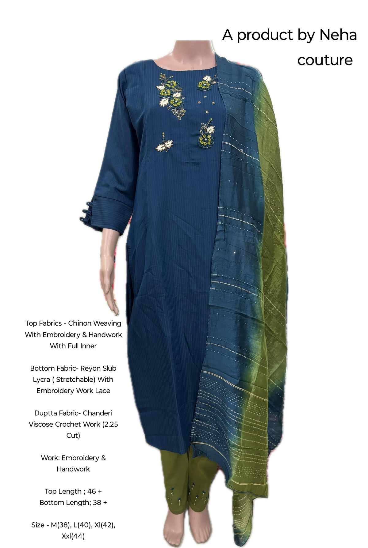 Chinon Weaving With Embroidery & Handwork With Full Inner(Work: Embroidery & Handwork)