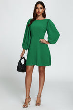 Back V Neck Mini Dress In Green