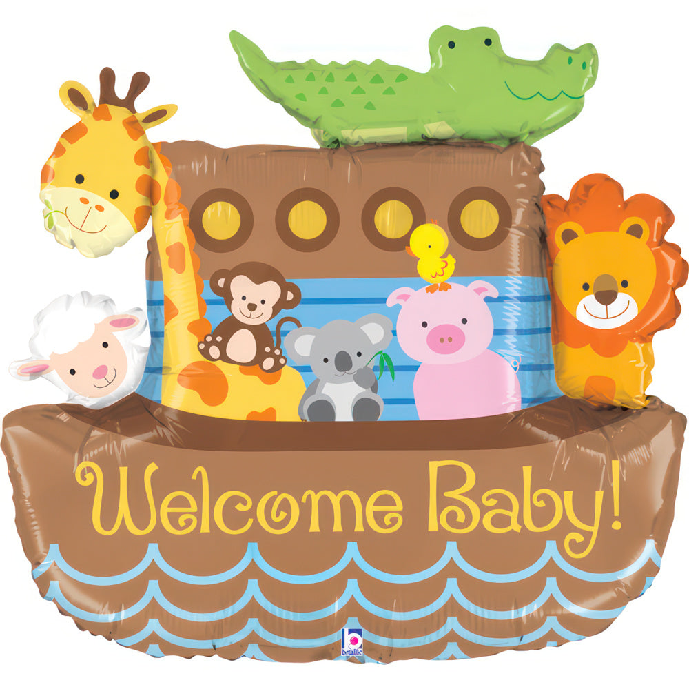 Shape Folienballon "Welcome Baby" Arche mit Tieren | 94 cm