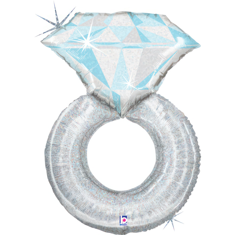 Shape Folienballon "Diamantring Silber" | 94 cm