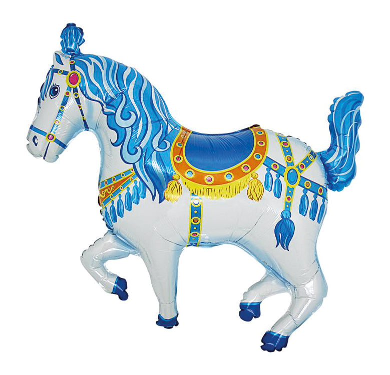 Shape Folienballon "Zirkuspferd" Blau | 94 cm