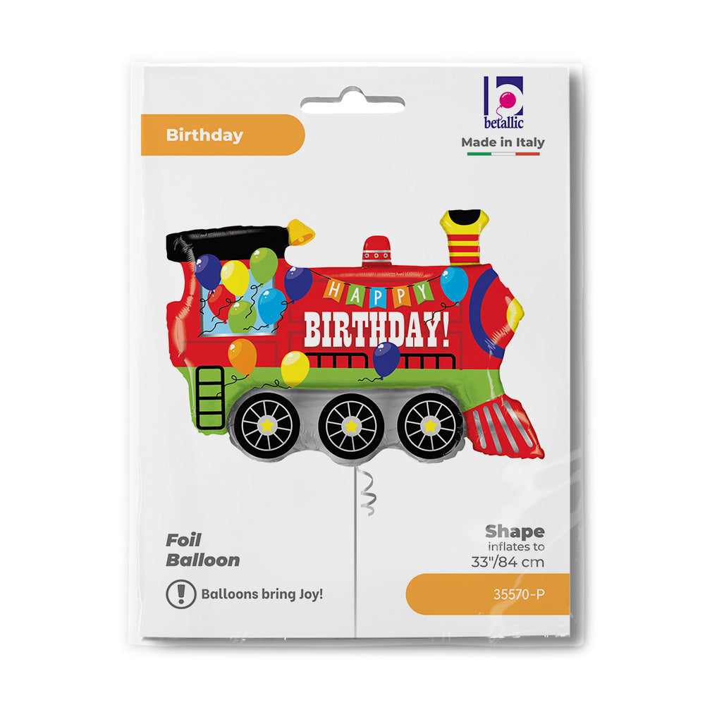 Shape Folienballon "Happy Birthday" Lokomotive | 93 cm