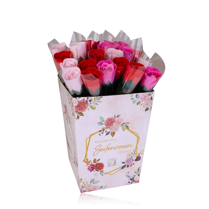 Baderose am Stiel » Seifenrose 4 g » Geschenkidee » Badekonfetti als Rose am Stiel